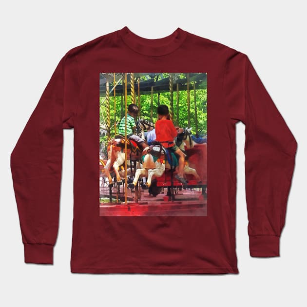 Carnival Midway -  Friends on the Merry-Go-Round Long Sleeve T-Shirt by SusanSavad
